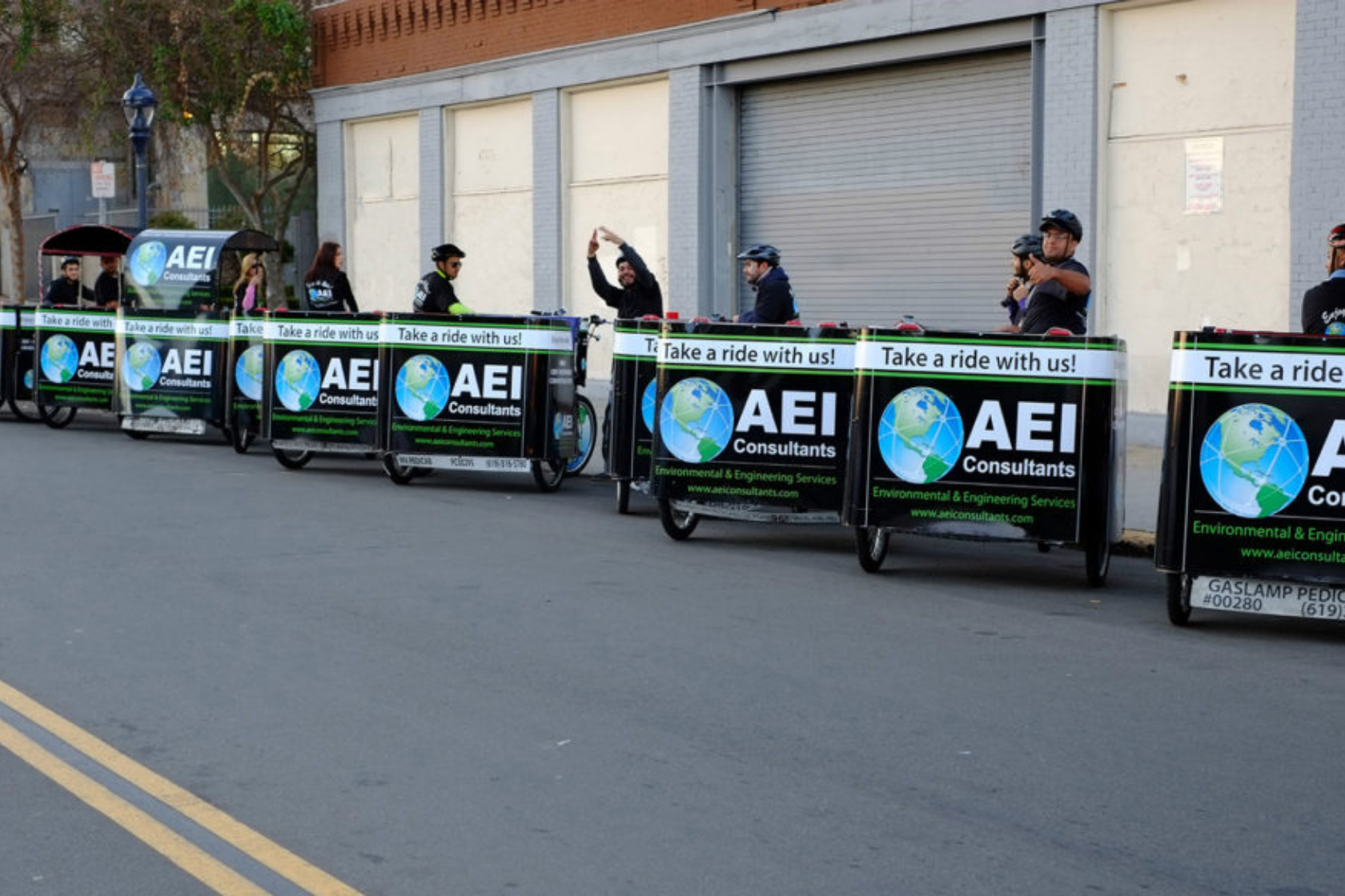 AEI branded san diego pedicabs