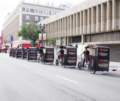 Agora Pulse branded san diego pedicabs